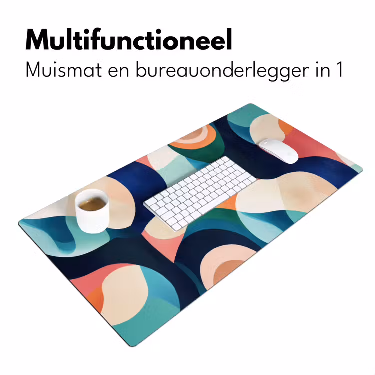 Abstract - Blauw - Roze Muismat XXL klein -sfeer4