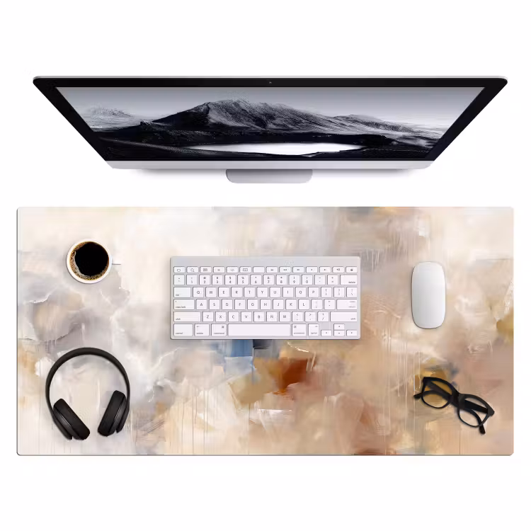 Abstract - Borstelstreken - Modern - Beige - Kunst Muismat XXL klein -3d