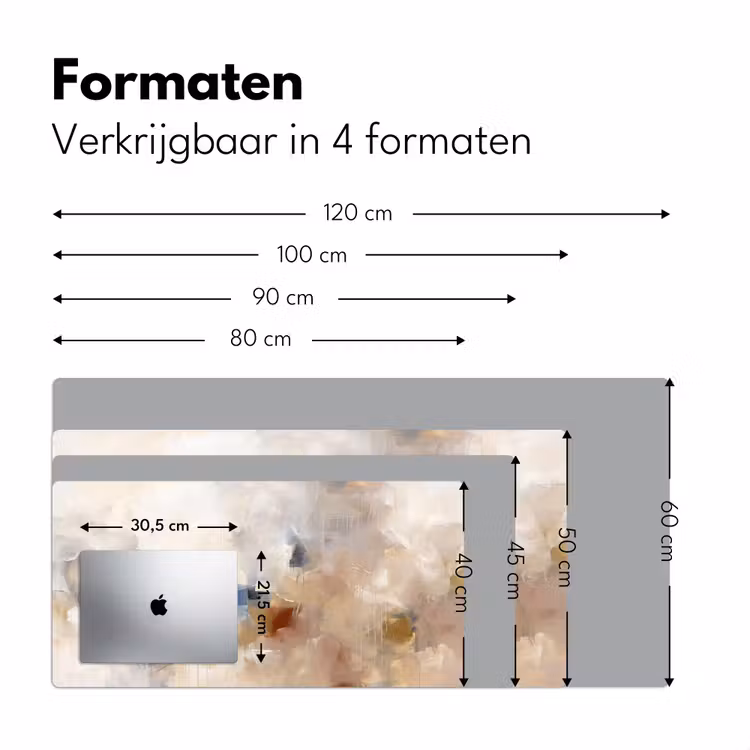Abstract - Borstelstreken - Modern - Beige - Kunst Muismat XXL klein -sfeer5