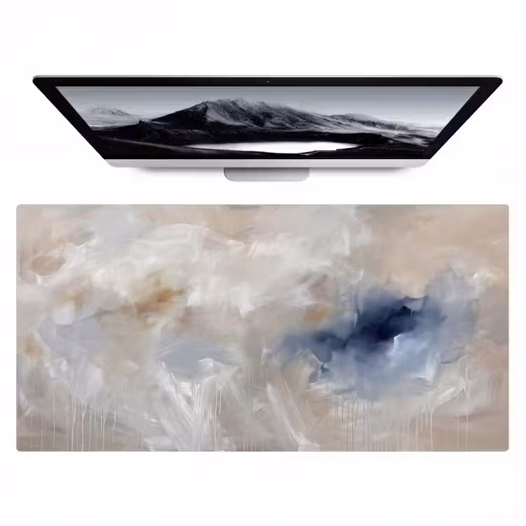 Abstract - Wolken - Sfeer - Modern - Beige Muismat XXL klein -zzz3d