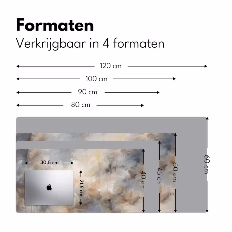 Abstract - Wolken - Sfeervol - Beige - Grijs Muismat XXL klein -sfeer5