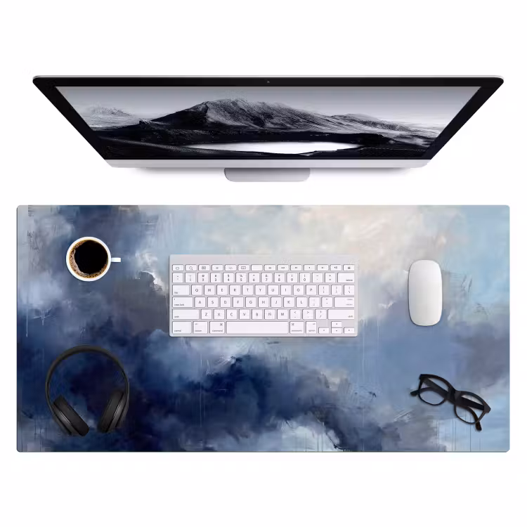Abstract - Wolken - Modern - Blauw - Kunst Muismat XXL klein -3d
