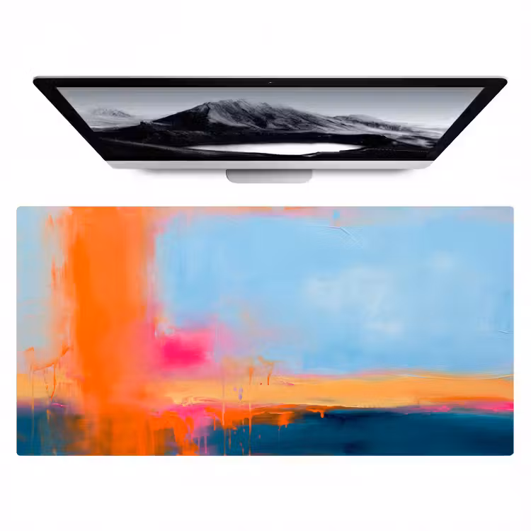 Abstract - Kleurvlakken - Modern - Oranje - Blauw Muismat XXL klein -zzz3d