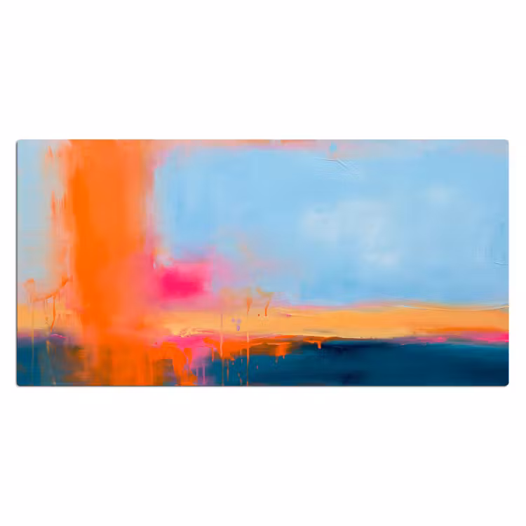 Abstract - Kleurvlakken - Modern - Oranje - Blauw Muismat XXL klein -3d_leeg
