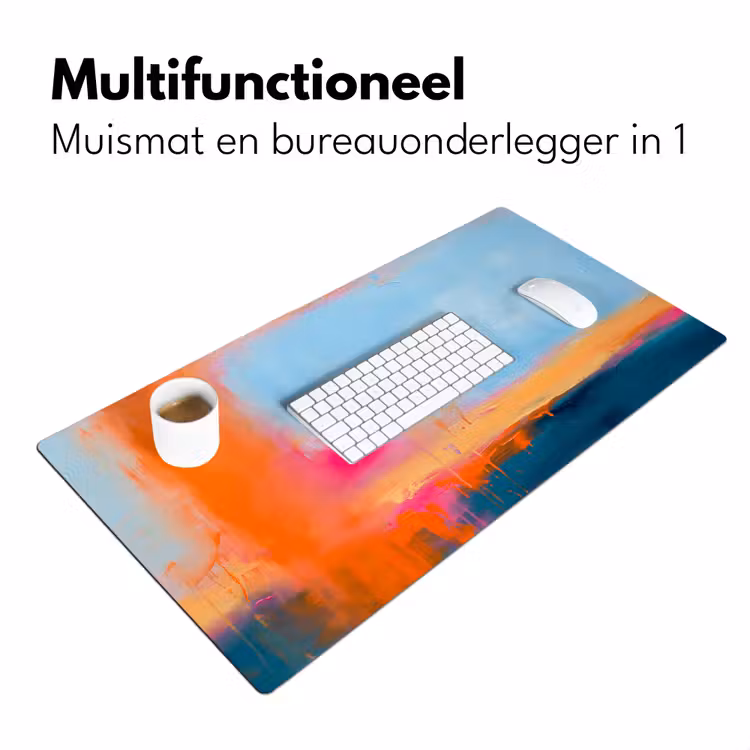 Abstract - Kleurvlakken - Modern - Oranje - Blauw Muismat XXL klein -sfeer4