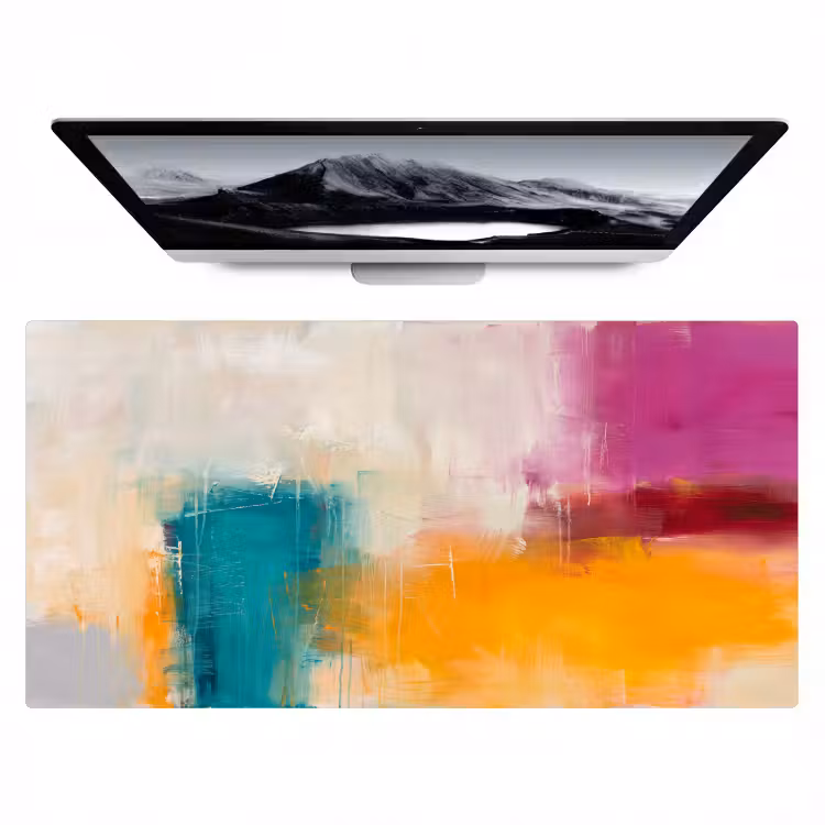 Abstract - Kleurrijk - Modern - Kunst - Oranje Muismat XXL klein -zzz3d