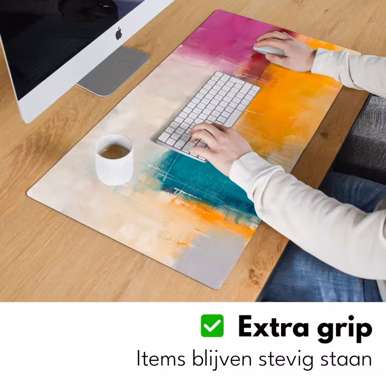 Abstract - Kleurrijk - Modern - Kunst - Oranje Muismat XXL klein -sfeer3