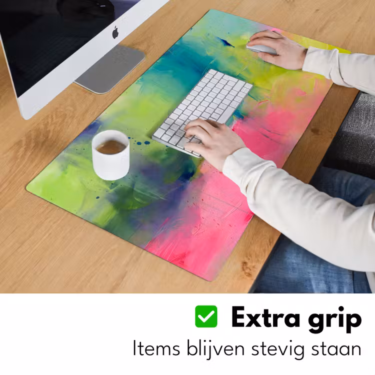 Abstract - Kleuren - Modern - Groen - Roze Muismat XXL klein -sfeer3