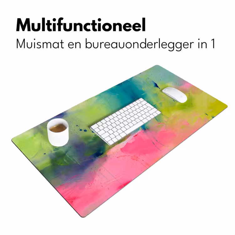 Abstract - Kleuren - Modern - Groen - Roze Muismat XXL klein -sfeer4