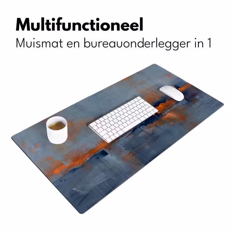 Abstract - Kleuren - Modern - Oranje - Grijs Muismat XXL klein -sfeer4