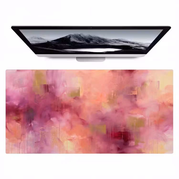 Abstract - Kleuren - Modern - Roze - Paars Muismat XXL klein -zzz3d