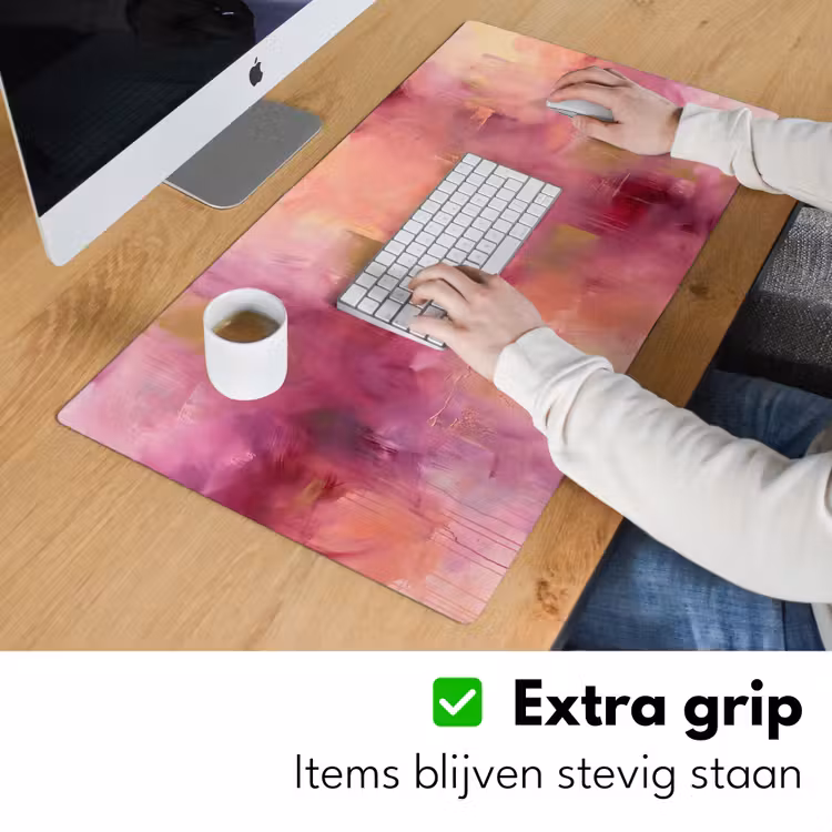 Abstract - Kleuren - Modern - Roze - Paars Muismat XXL klein -sfeer3