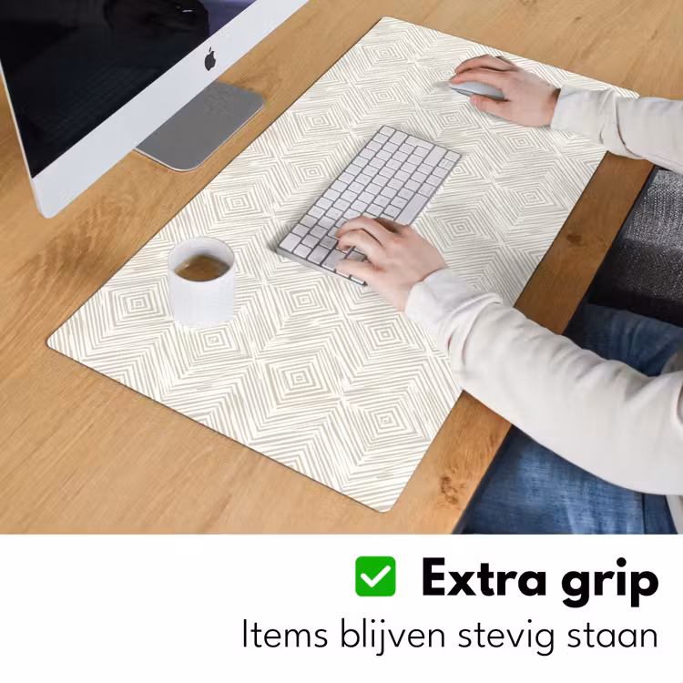 Abstract - Ruiten - Beige Muismat XXL klein 681 -sfeer3
