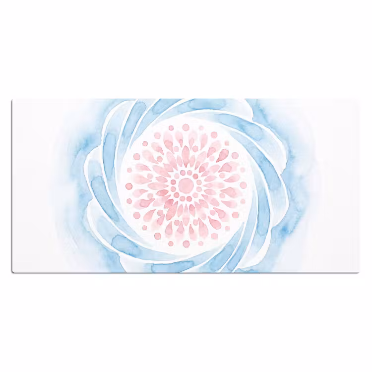 Abstract - Bloemvorm - Aquarel - Roze - Blauw Muismat XXL klein -3d_leeg