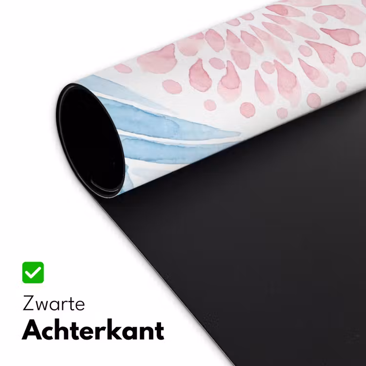 Abstract - Bloemvorm - Aquarel - Roze - Blauw Muismat XXL klein -sfeer2