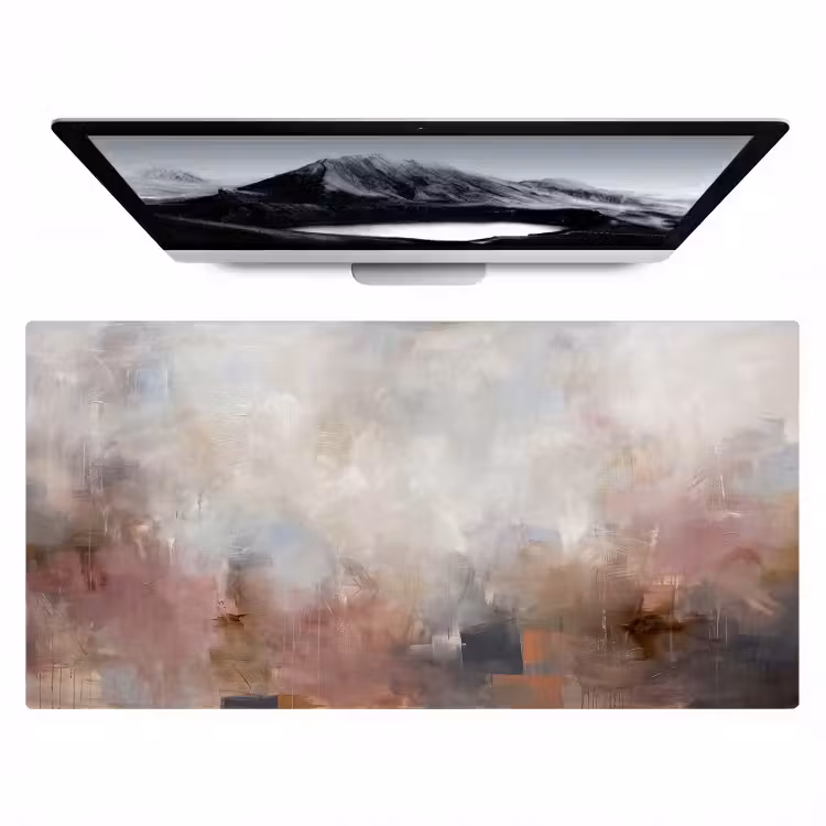 Abstract - Vloeiend - Kunst - Modern - Beige Muismat XXL klein -zzz3d