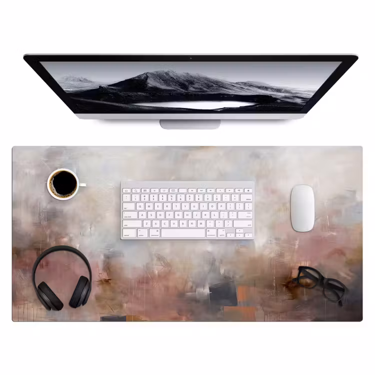 Abstract - Vloeiend - Kunst - Modern - Beige Muismat XXL klein -3d