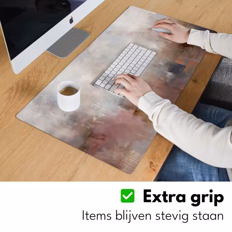 Abstract - Vloeiend - Kunst - Modern - Beige Muismat XXL klein -sfeer3