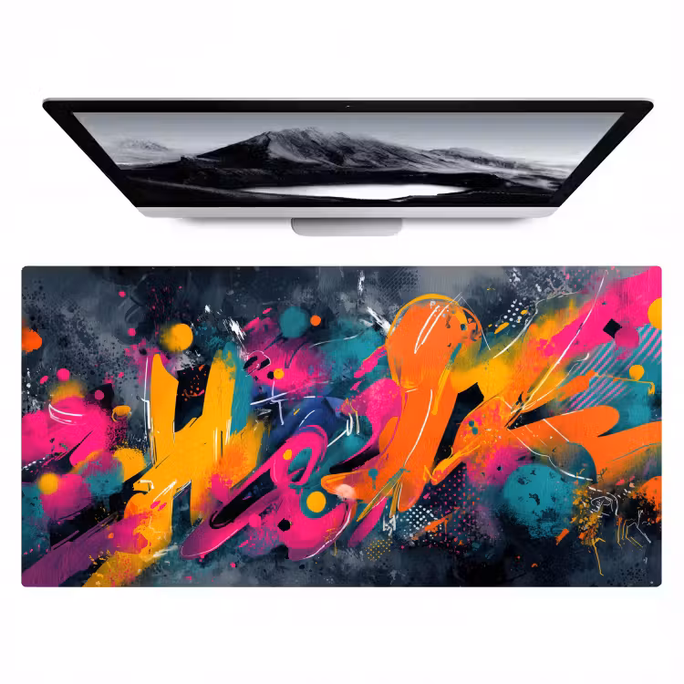 Abstract - Graffiti - Kleurrijk - Verfspatten Muismat XXL klein -zzz3d