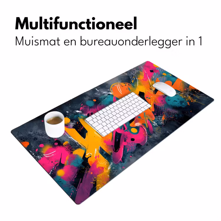Abstract - Graffiti - Kleurrijk - Verfspatten Muismat XXL klein -sfeer4