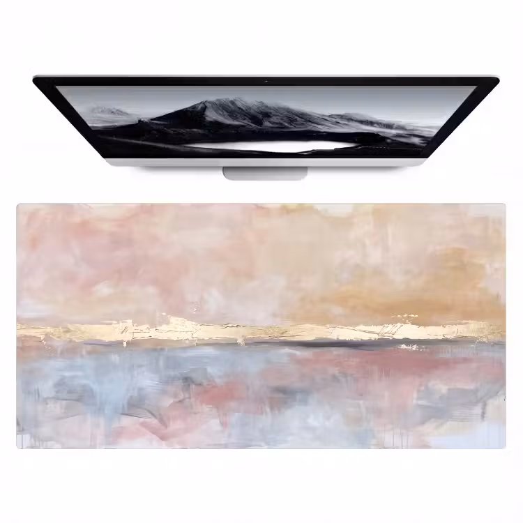Abstract - Horizontaal - Kunst - Roze - Goud Muismat XXL klein -zzz3d