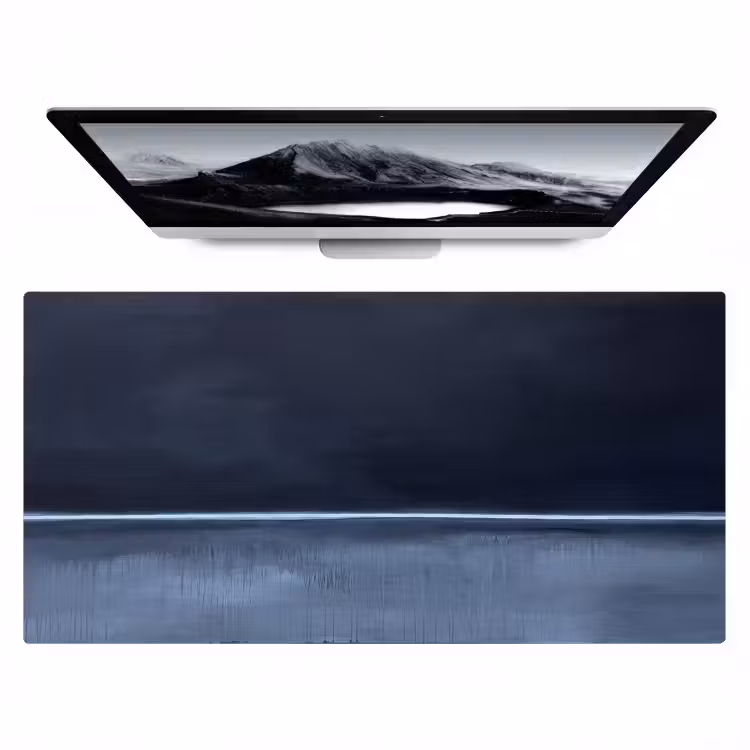 Abstract - Horizontale lijn - Minimalistisch - Donkerblauw - Kunst Muismat XXL klein -zzz3d