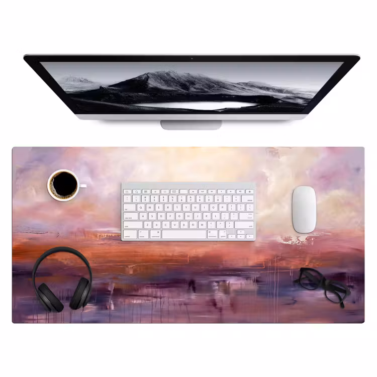 Abstract - Landschap - Modern - Paars - Oranje Muismat XXL klein -3d
