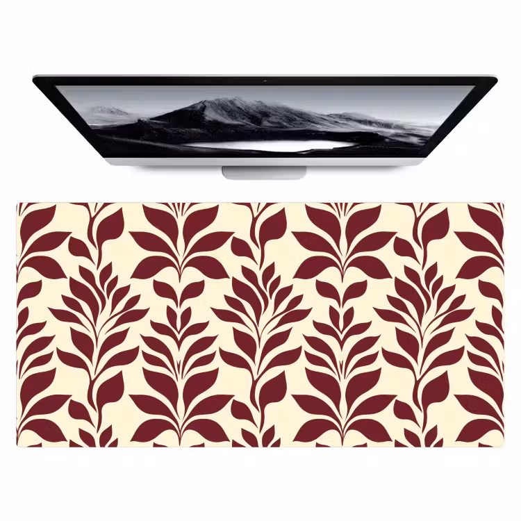 Abstract - Bladeren - Burgundy Muismat XXL klein 681 -zzz3d