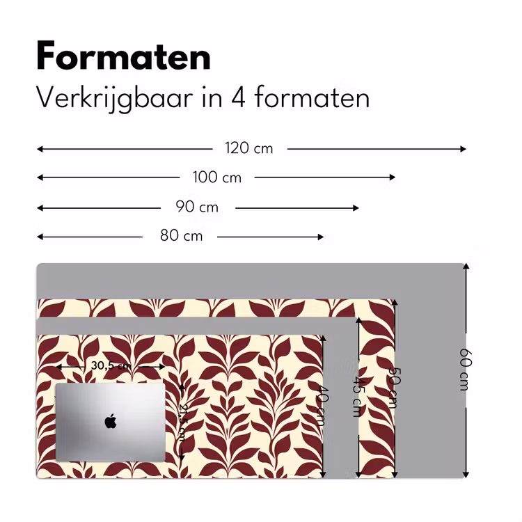 Abstract - Bladeren - Burgundy Muismat XXL klein 681 -sfeer5