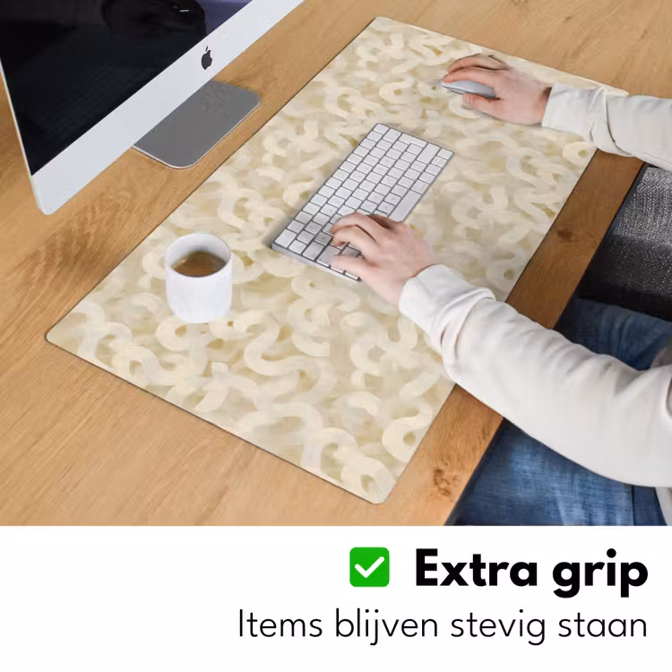 Abstract - Lijnen - Beige Muismat XXL klein 681 -sfeer3