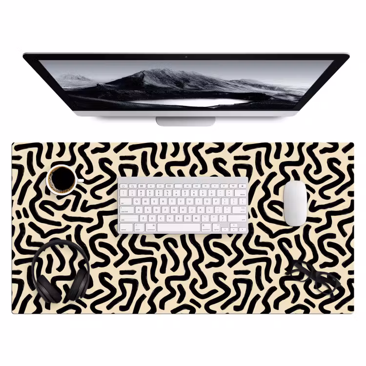 Abstract - Lijnen - Zwart Muismat XXL klein 681 -3d