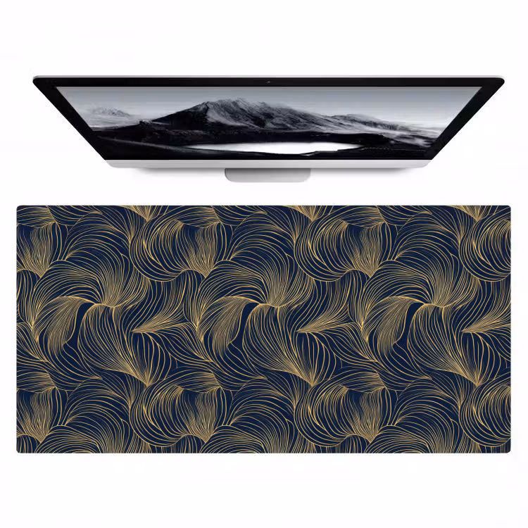 Abstract - Lijnen - Blauw - Goud Muismat XXL klein 681 -zzz3d