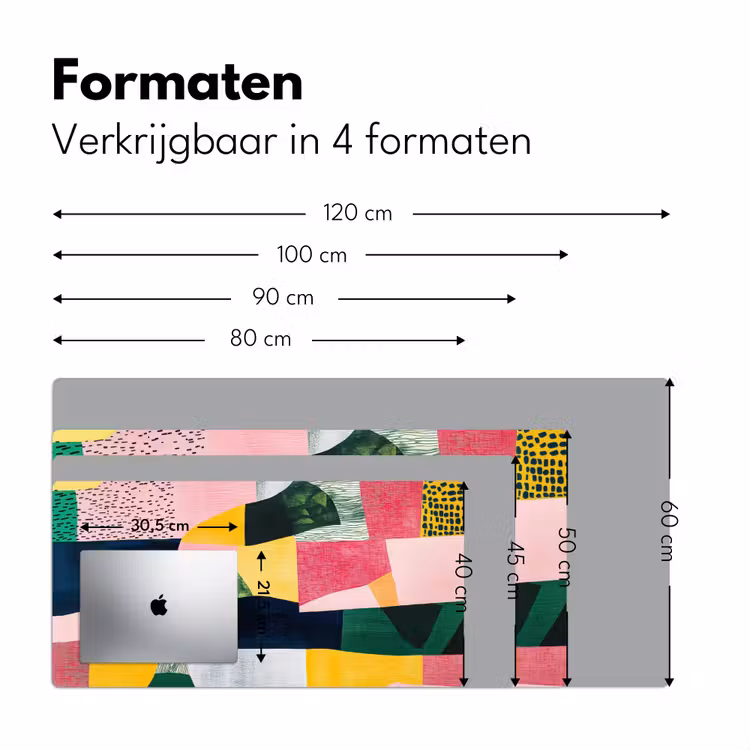 Abstract - Roze - Lappen - Vormen - Geel Muismat XXL klein -sfeer5
