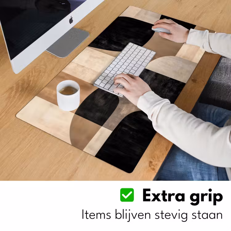 Abstract - Vlakken - Zwart - Rond Muismat XXL klein -sfeer3
