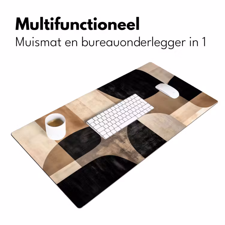 Abstract - Vlakken - Zwart - Rond Muismat XXL klein -sfeer4