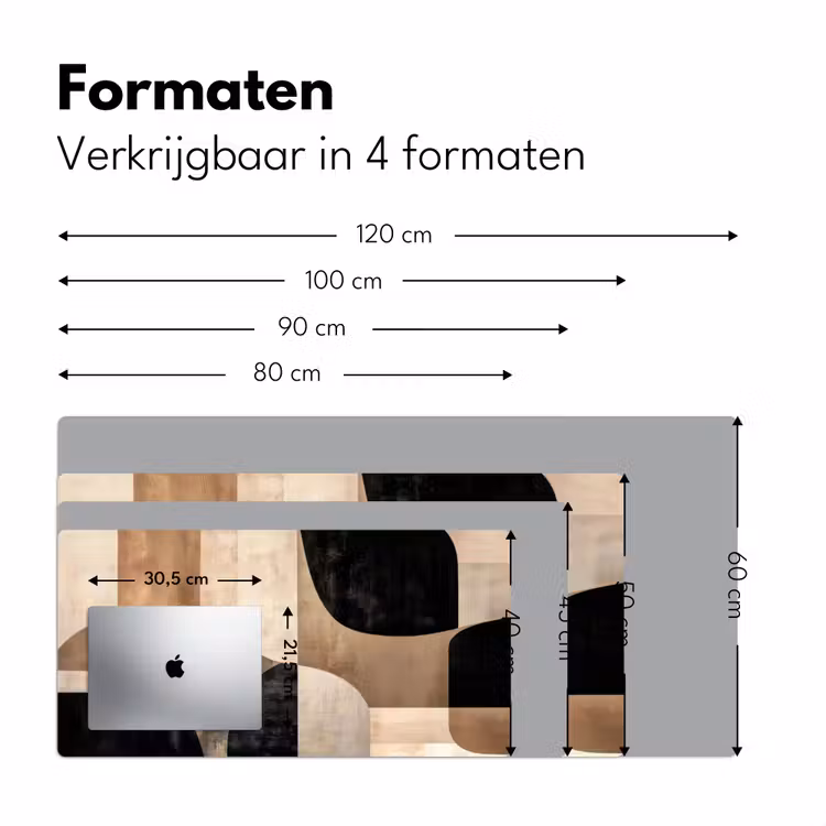Abstract - Vlakken - Zwart - Rond Muismat XXL klein -sfeer5
