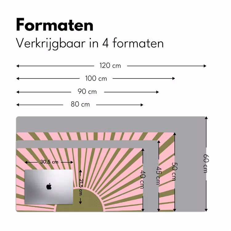Abstract - Stralen - Grafisch - Roze - Groen Muismat XXL klein -sfeer5