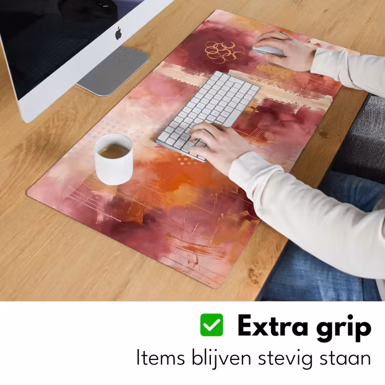 Abstract - Rood - Goud - Modern - Kunst Muismat XXL klein -sfeer3
