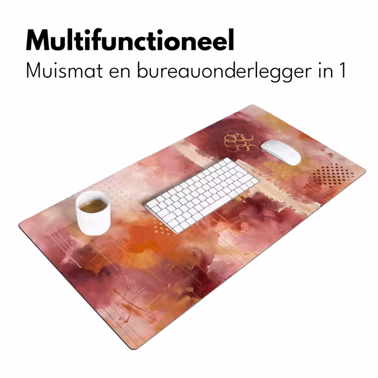 Abstract - Rood - Goud - Modern - Kunst Muismat XXL klein -sfeer4
