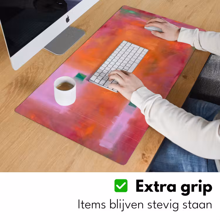 Abstract - Vlakken - Kunst - Modern - Oranje Muismat XXL klein -sfeer3