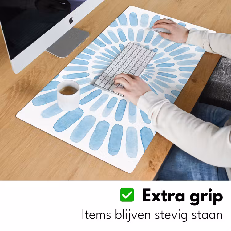 Abstract - Vormen - Kunst - Aquarel - Blauw Muismat XXL klein -sfeer3