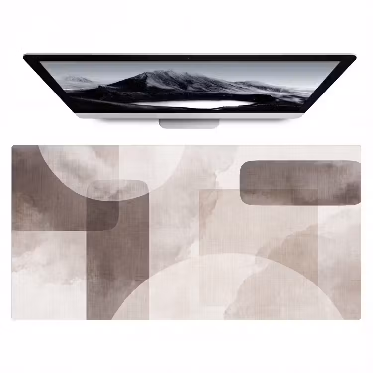 Desk Mat - Abstract Shapes - Beige - Abstracte vormen - Beige Muismat XXL klein