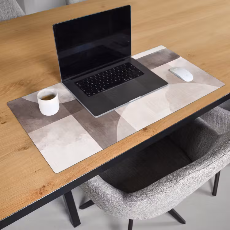 Desk Mat - Abstract Shapes - Beige - Abstracte vormen - Beige Muismat XXL klein