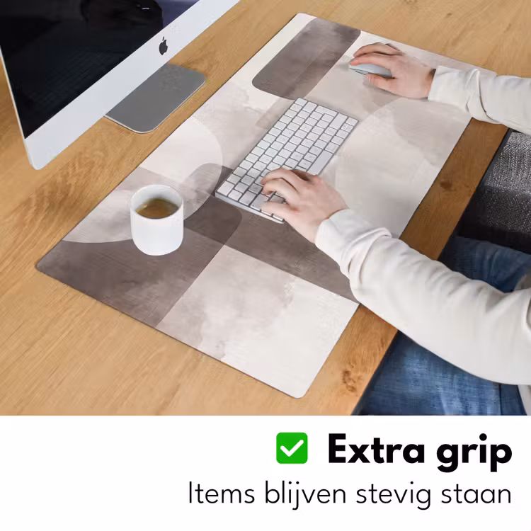 Desk Mat - Abstract Shapes - Beige - Abstracte vormen - Beige Muismat XXL klein