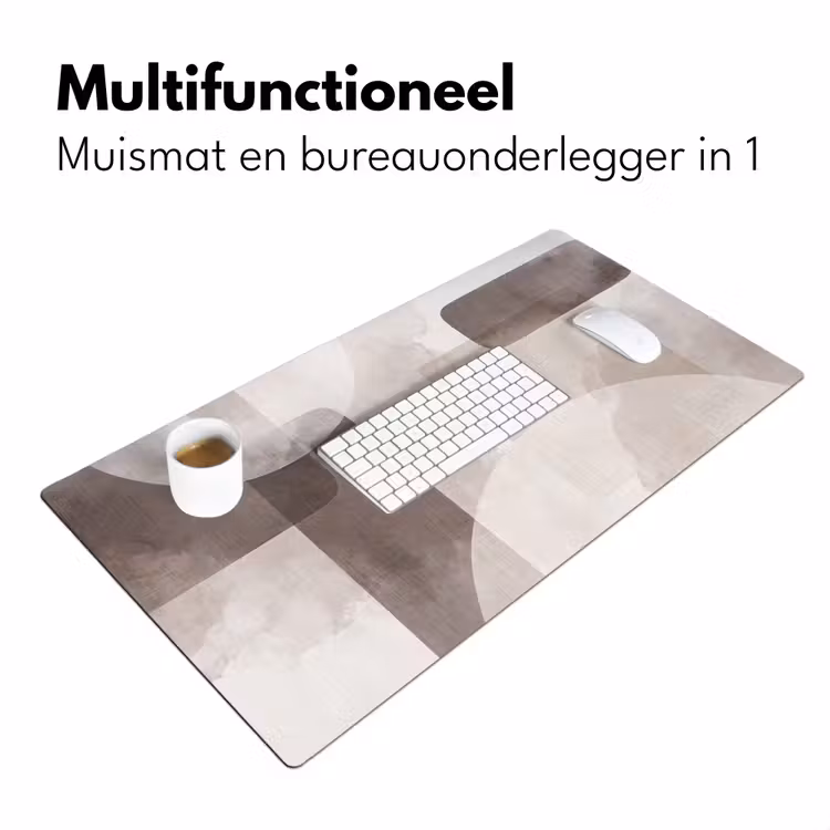 Desk Mat - Abstract Shapes - Beige - Abstracte vormen - Beige Muismat XXL klein