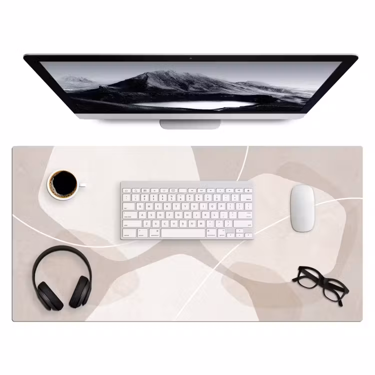Desk Mat - Abstract - Shapes - Beige - Abstract - Vormen - Beige Muismat XXL klein