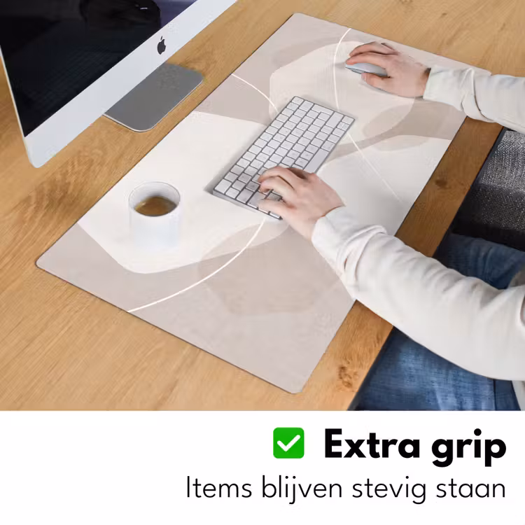 Desk Mat - Abstract - Shapes - Beige - Abstract - Vormen - Beige Muismat XXL klein
