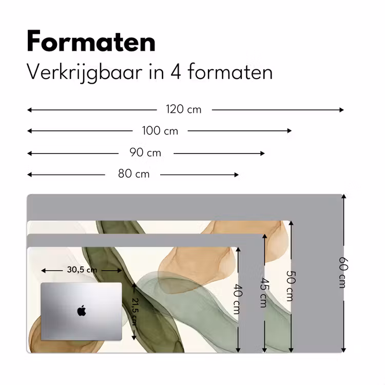 Abstract - Vormen - Modern - Kunst - Groen - Bruin Muismat XXL klein -sfeer5