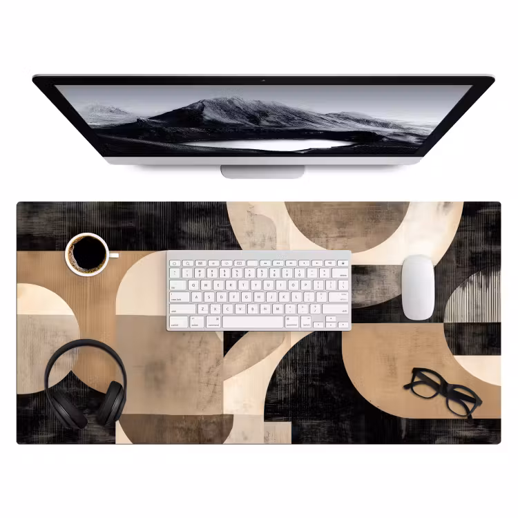 Abstract - Vormen - Modern - Beige Muismat XXL klein -3d