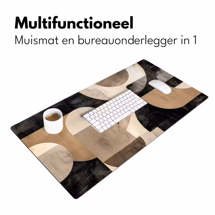 Abstract - Vormen - Modern - Beige Muismat XXL klein -sfeer4